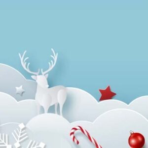 reindeer on snow with red stars art