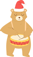 bear playing drum art