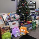 donated toys in the lobby of the Third Taxing District